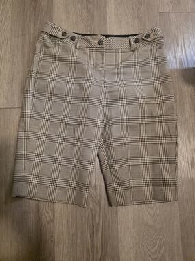 Express Design Studio Editor Plaid Bermuda Shorts Women's Size 4 Brown Tan...